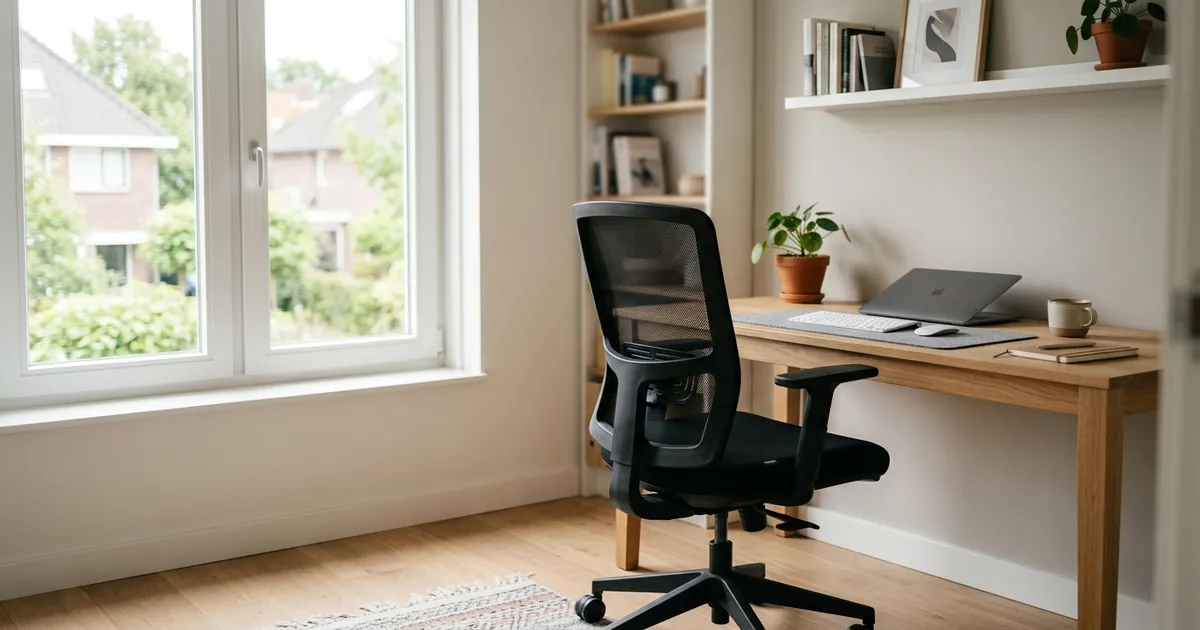 Ergonomische bureaustoel in een modern thuiskantoor