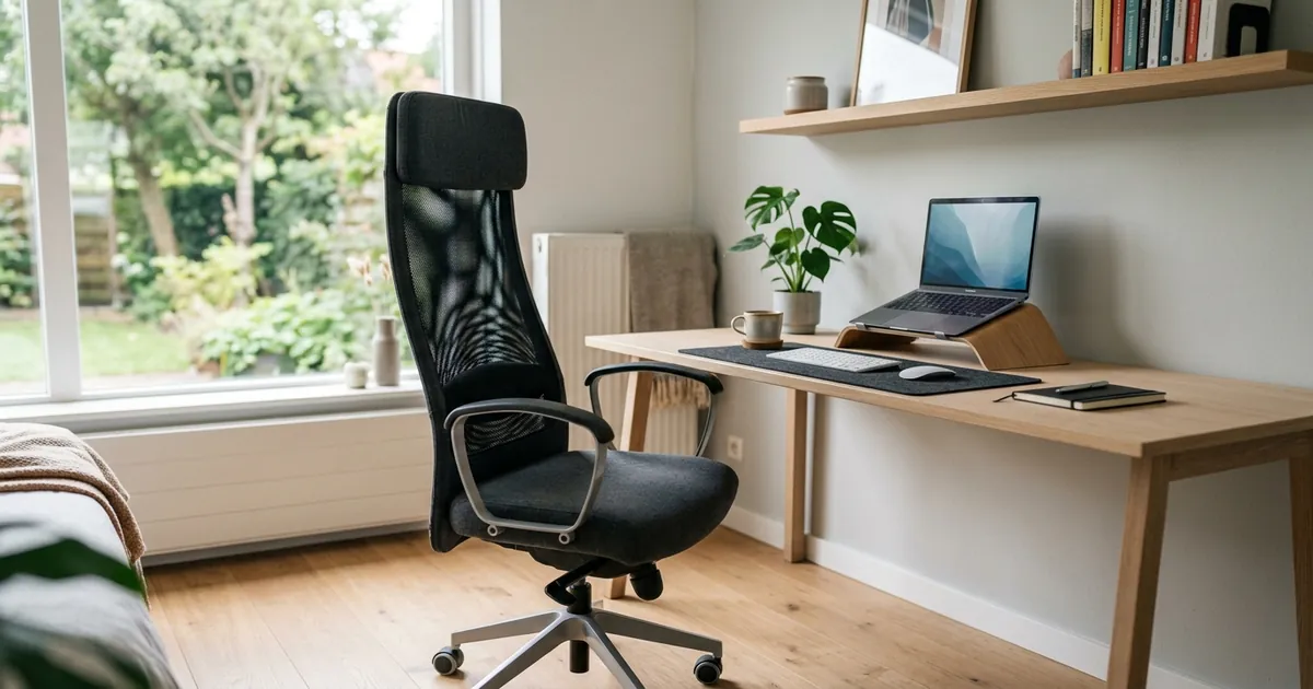 Ikea Markus bureaustoel in een Nederlands thuiskantoor